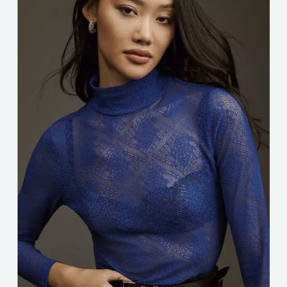 Anthropologie Blue Sheer Top
